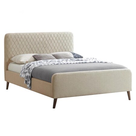 Kd Roza Velvet Upholstered Queen Bed with Headboard, Champaign KD2194643